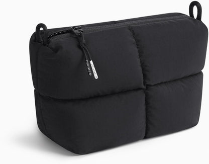 Comfyable Puffy Electronics Organizer Travel Case, Cute Tech Pouch for Women Men, Cable Storage Bag for Charger, Phone, Power Bank, Cord, Compact Tech Accessories Pouch, Rice