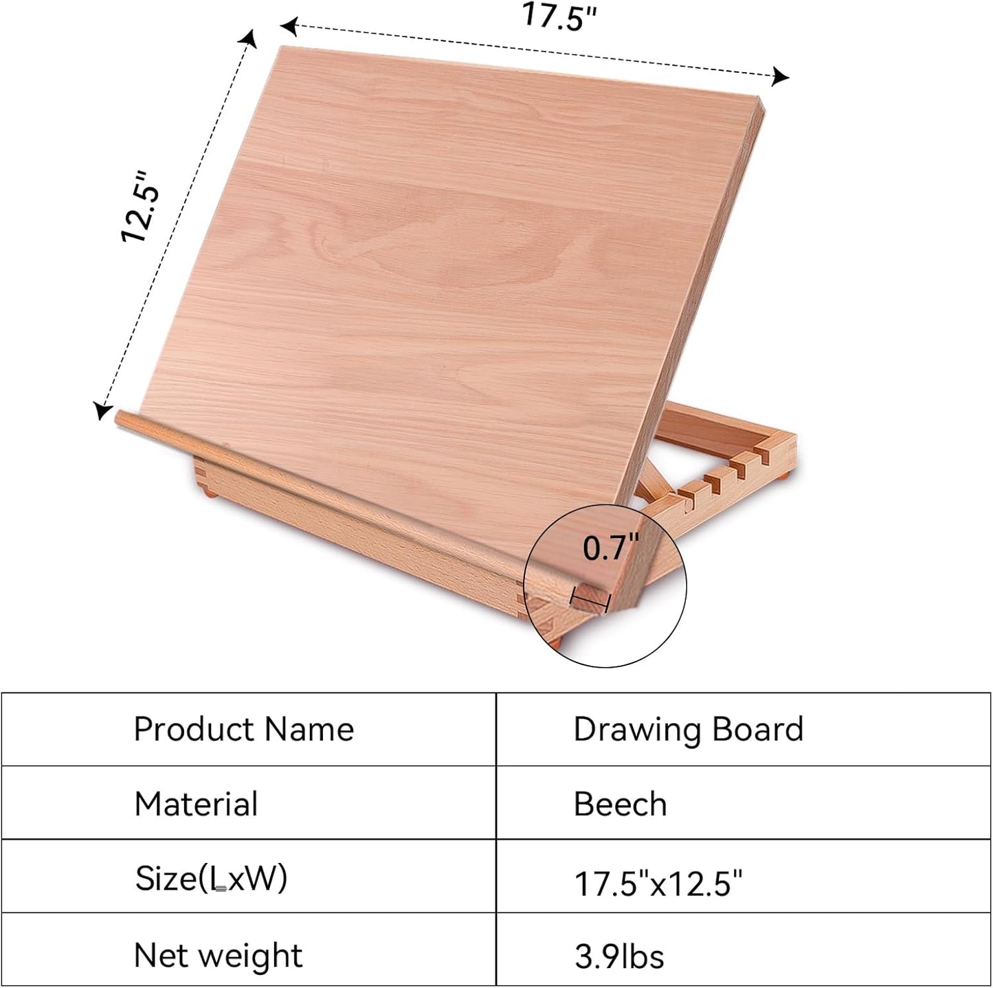 Tabletop Easel A3 Painting Easel with Smooth Surface, Adjustable Angle Art Easel for Artists, Children, Beginners & Student