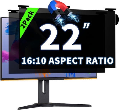 2 Pack Magnetic Hanging Computer Privacy Screen 24 Inch for 16:9 Widescreen Monitor, Removable Privacy Screen Anti Glare Blue Light Computer Screen Privacy Shield, Anti-Scratch 24in Protector Film