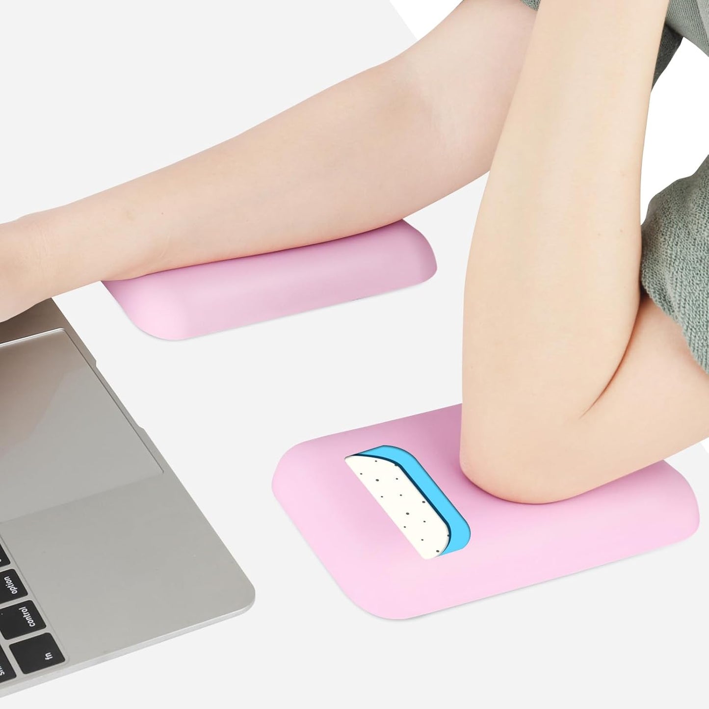 Leolee Elbow Rest Pads for Desk, Black Ergonomic Arm Rest Pads with Memory Foam & Non-Slip Base, Armrest Cushion Support Pad Relieve Elbow and Wrist Pain for Computer, Office, 2 Packs