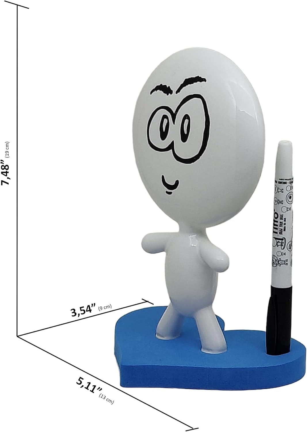 Dry Erase Board - TITTO in Love, Draw Your Ideas - Ceramic Doll - Black Office Design Desk - Coworkers Office Home Gift (Black)