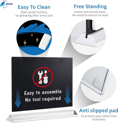 Audio-Visual Direct - Glass Desktop Computer Keyboard Whiteboard Notepad Set, Black (Includes Neon Marker, Eraser & Sticky Notes)