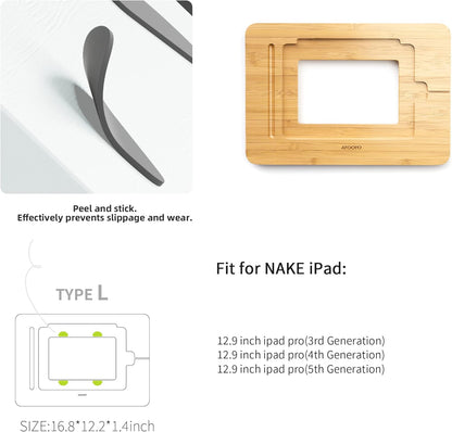 AFOOYO Bamboo Tablet Drawing Stand - Portable & Adjustable 5 Angles,Laptop Stands Riser, Book Reading Stand,Compatible with 9.7/10.2/10.5/10.9/11 inches
