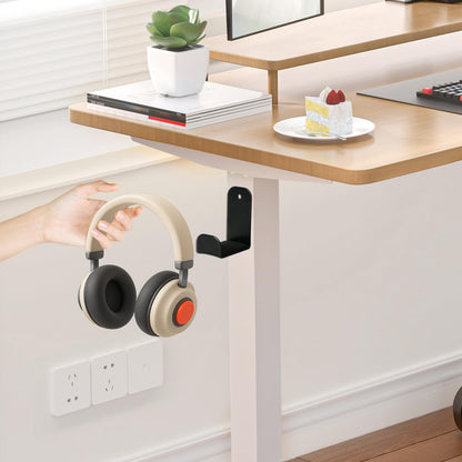 Strong Adhesive Headphone Holder Under Desk, Aluminum Headset Mount Hook with Rubber Pad - 2 Installation Styles for Gaming, Office, Classroom (1 Pack)