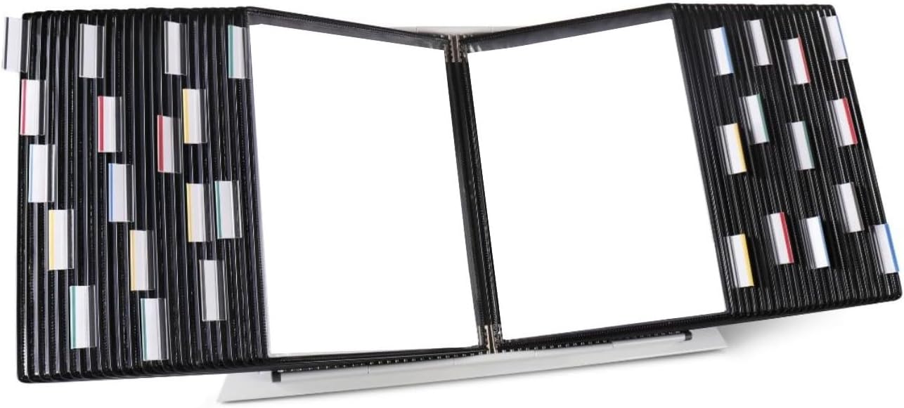Tarifold Desktop Reference Organizer & Display System, 10 Double-Sided Pockets, 20 Sheet Capacity, Expandable, Durable Steel Wire Frames, Letter Size, Made in France, Black