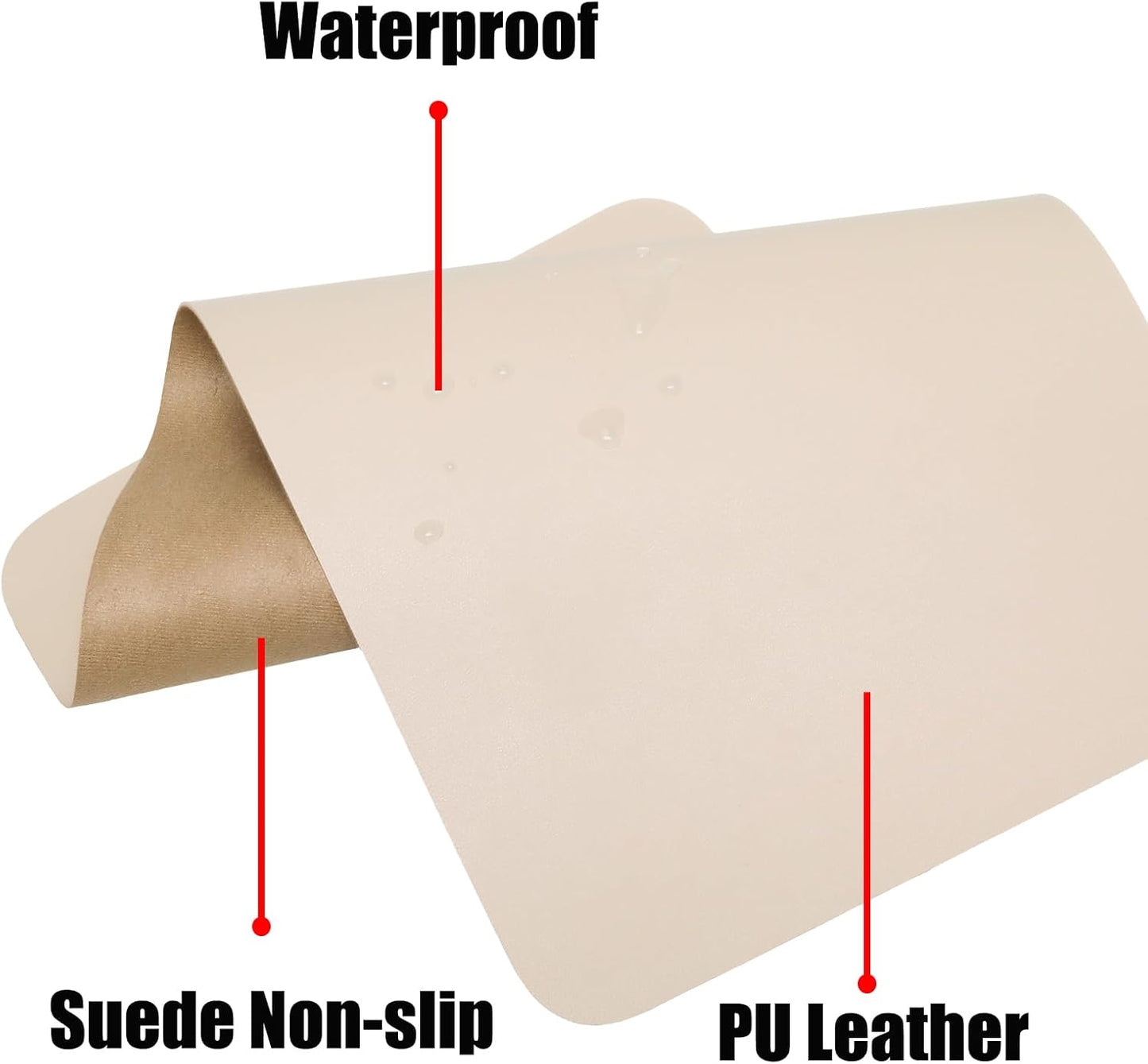 Double-Sided Keyboard Mouse Pad, 31.5"x15.7" PU Leather and Cork Desk Mat Large Overlocked-Edge Desk Pad with Matching Thread, Black