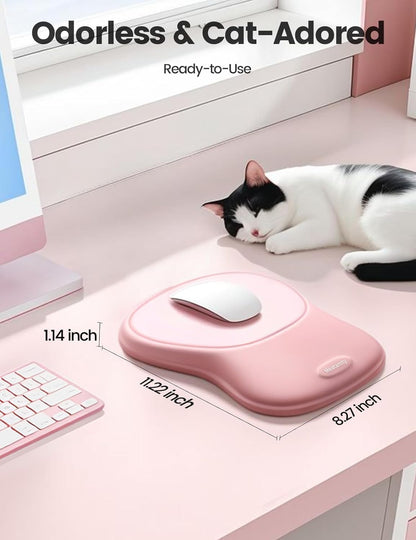 meatanty Mouse Pad with Wrist Rest, Ergonomic Mouse Wrist Support, Desk Mouse Mat Computer Accessories, Soft Memory Foam Palm Hand Pain Relief, Non-Slip Laptop Cushion, Office Home Gaming Black Blue