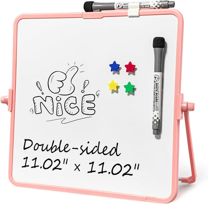 Colorful Dry Erase White Board 8.3x11in, Magnetic Desktop Board with Stand, 2 Markers (Eraser Head), 4 Magnets - Double-Sided Easel for Daily Planning, Memo, Office/Home/School (Blue)