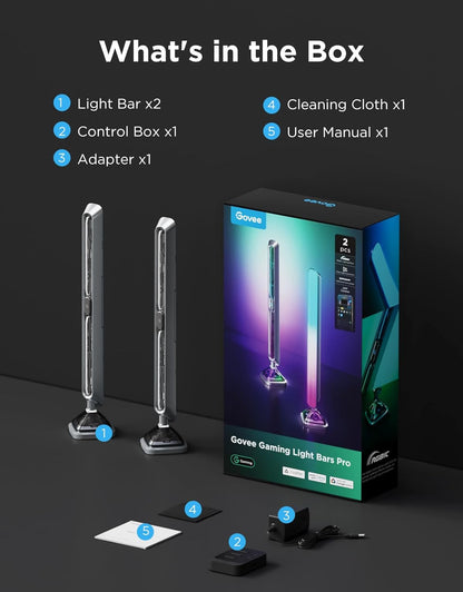 Govee Gaming Light Bars Pro, Upgraded 16-Inch Smart Triple-Sided RGBIC Illumination Wi-Fi LED Game Lights, Music Sync & 60+ Scene Modes, Works with Alexa & Google Home, Gaming Room Decor