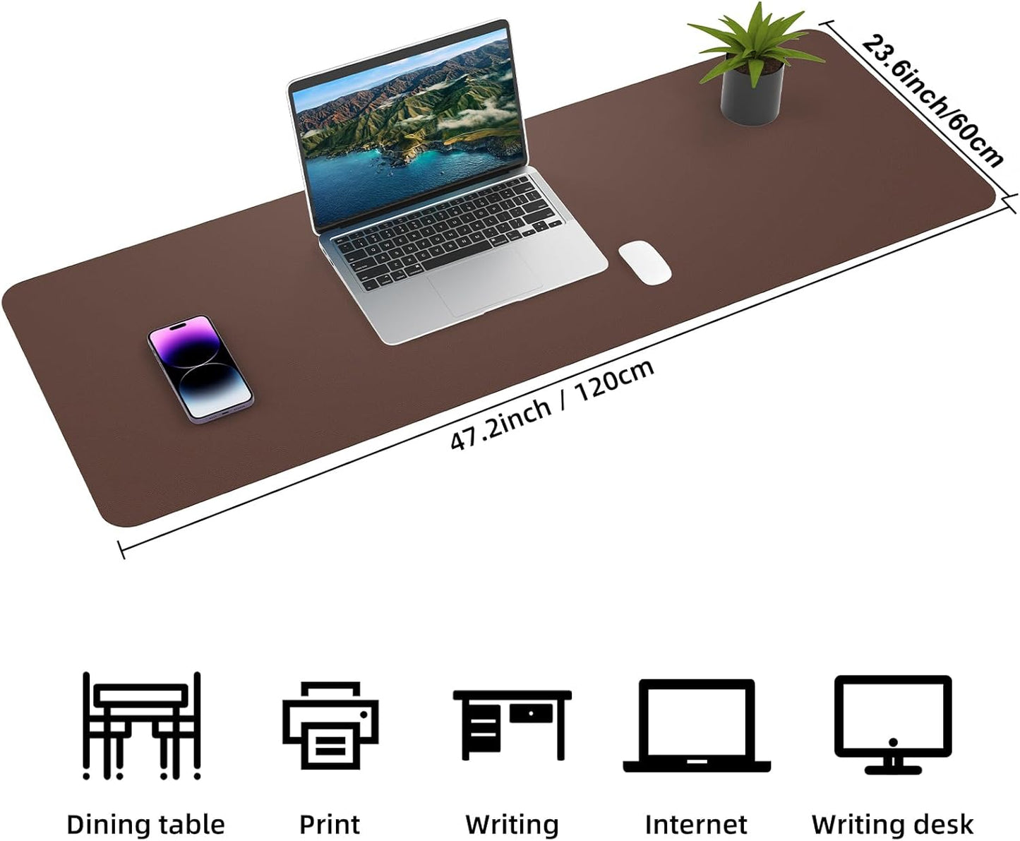 AFIING Large Desk Mat 47" x 17", Dual-Sided Natural Cork & PU Leather Desk Pad, Non-Slip Waterproof Mouse Pad for Office, Home & Gaming, Black