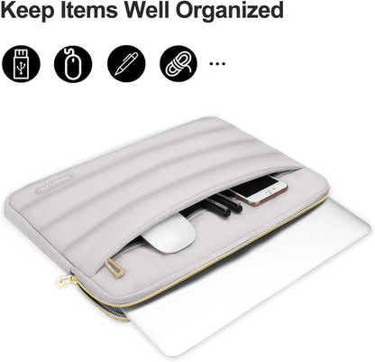 MOSISO Laptop Case 13.3 inch,13-13.3 inch Puffy Laptop Sleeve Compatible with MacBook Neo/Air 13.6 M5 M4 M3 M2 M1/Pro 13/14,HP Dell ASUS Lenovo,Polyester Horizontal Bag with Small Case, Sand