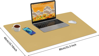 Bloss Leather Desk Pad and Keyboard Wrist Rest, Large Mouse Pad + Keyboard Pad+Mouse Wrist Support, Non-Slip Desk Mat Protector for Office, Home(31.5×15.7 Inches,Beige) - Colors A
