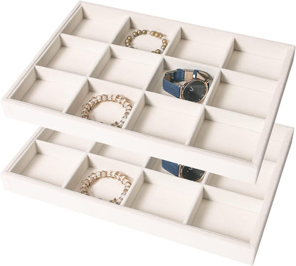 Coward Sunglass Organizer, Beige Velvet Glasses Trays - Eyeglasses Watches Jewelry Display - Men Women (8 Grids)