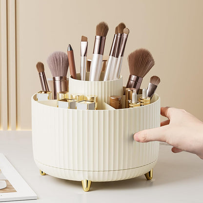 fanado 360° Rotate Makeup Brush Holder Organizer, Makeup Organizers Countertop, Makeup organization and Skincare Storage for Vanity, Desktop, Bathroom (White)