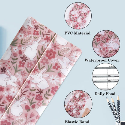 qianshan Travelers Notebook Inserts with PVC Sleeve,Undated Weekly Planner,Weekly To Do List Notepad,TN Journal,30 Sheets,8.5" x 4.7",Pocket Travelers Notebook for Journals,Diaries,Planners,Pink Cat