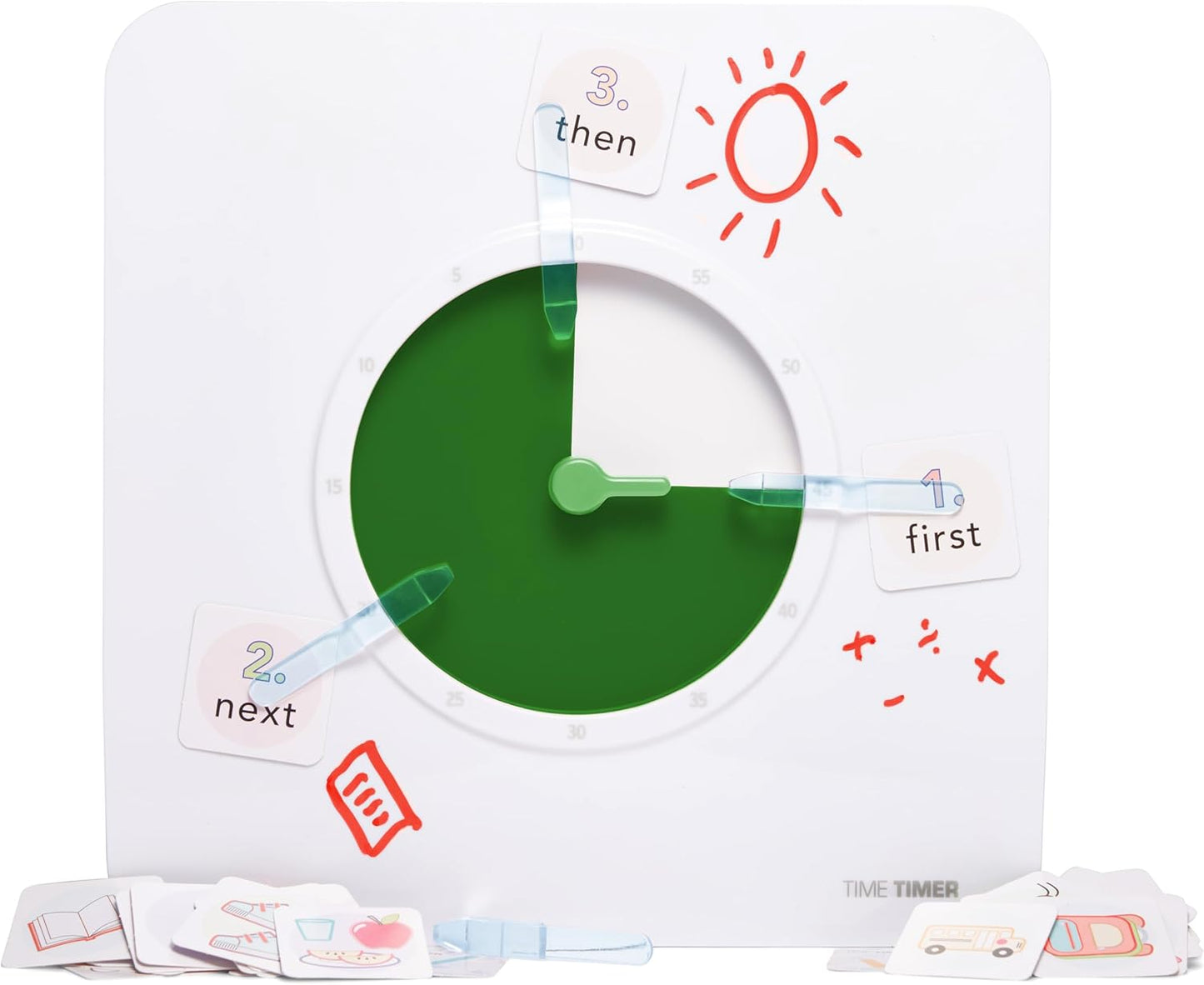 TIME TIMER Visual Schedule Package - 8-inch 60 Minute Visual Routine Timer with Dry Erase Board, PECS Cards, and Whiteboard Marker - for Kids Desk, Classroom, Home, and Routines (Orange)