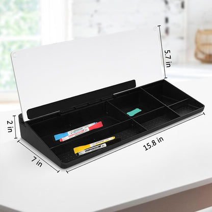 DOLLAR BOSS Glass Desk Whiteboard with Storage, Black and White & Monitor Memo Boards for Computers 2PCS