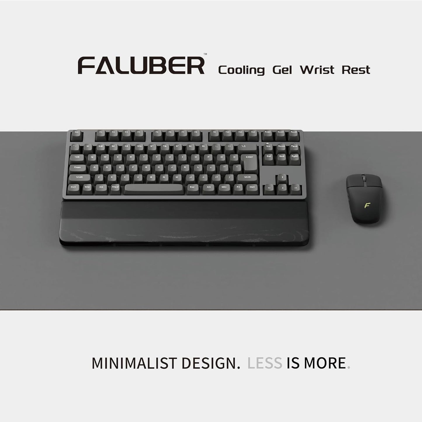 Faluber Wooden Wrist Rest, 17.3-inch Length and 20mm Thickness for Full-Sized Keyboard, Palm Rest, Ergonomic Design for Mechanical Gaming Keyboard, Wipe Clean (Fullsize-440mm, Walnut Wood)