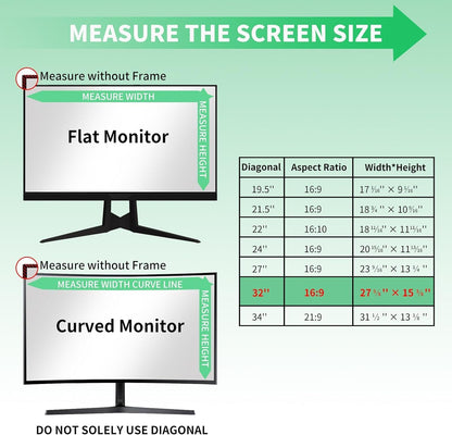 2 Pack- 27 Inch Curved Computer Privacy Screen Filter for 16:9 Widescreen Computer Screen Protector Computer Screen Privacy Shield Anti Glare and Blue Light