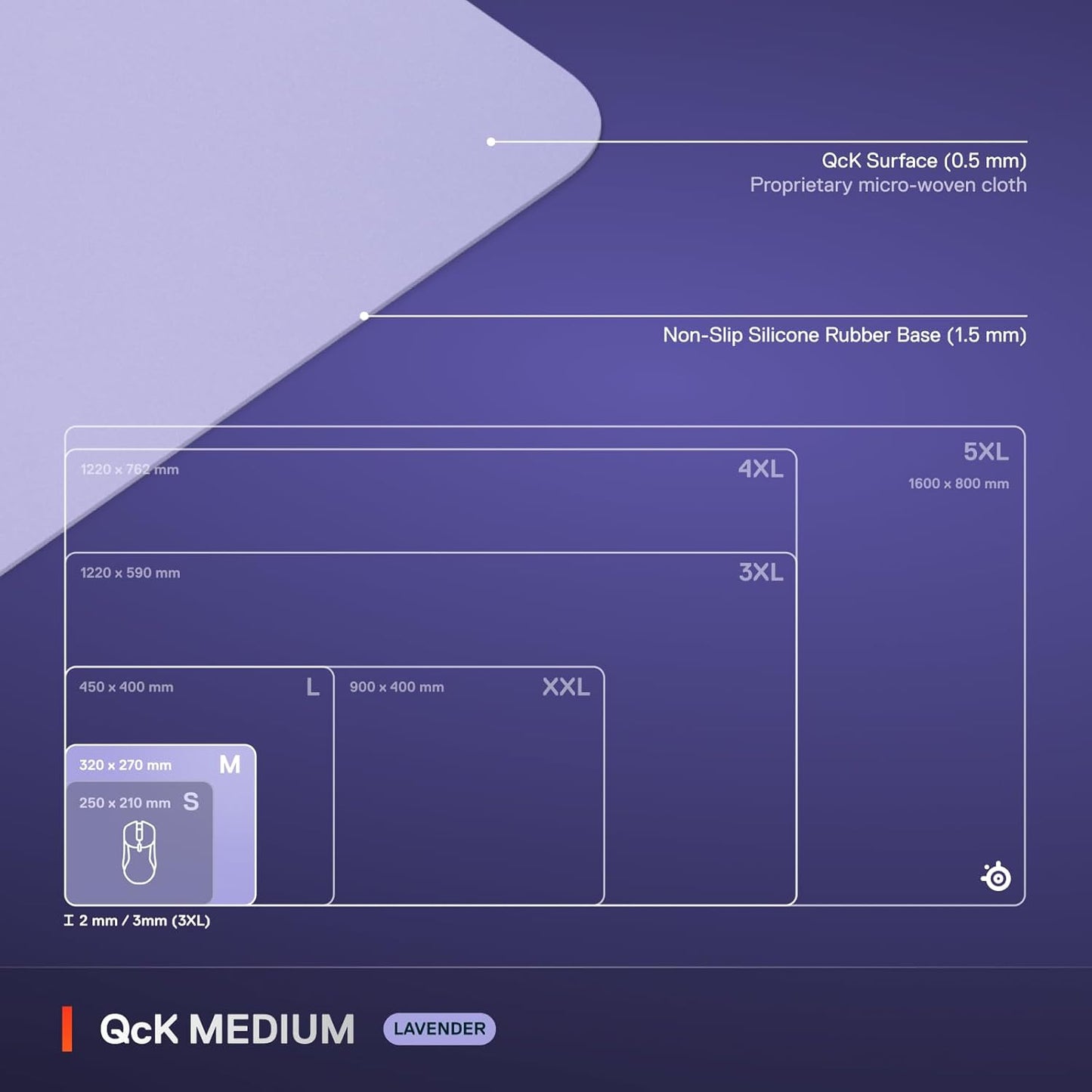 SteelSeries QcK Gaming Mouse Pad - XXL Cloth - Peak Tracking and Stability - Esports Mousepad - Never-Slip - Full Desk Coverage