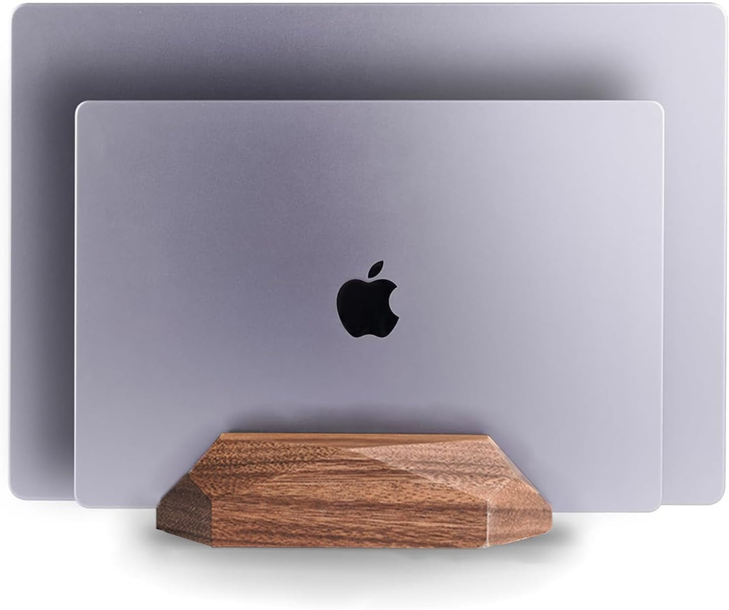 Dual Laptop Holder Adjustable Vertical Laptop Stand, 2 Slots MacBook Stand Wood,Wooden Laptop Stand,Vertical Laptop Holder for Desk, Widen Dock Fits All MacBook/Surface pro