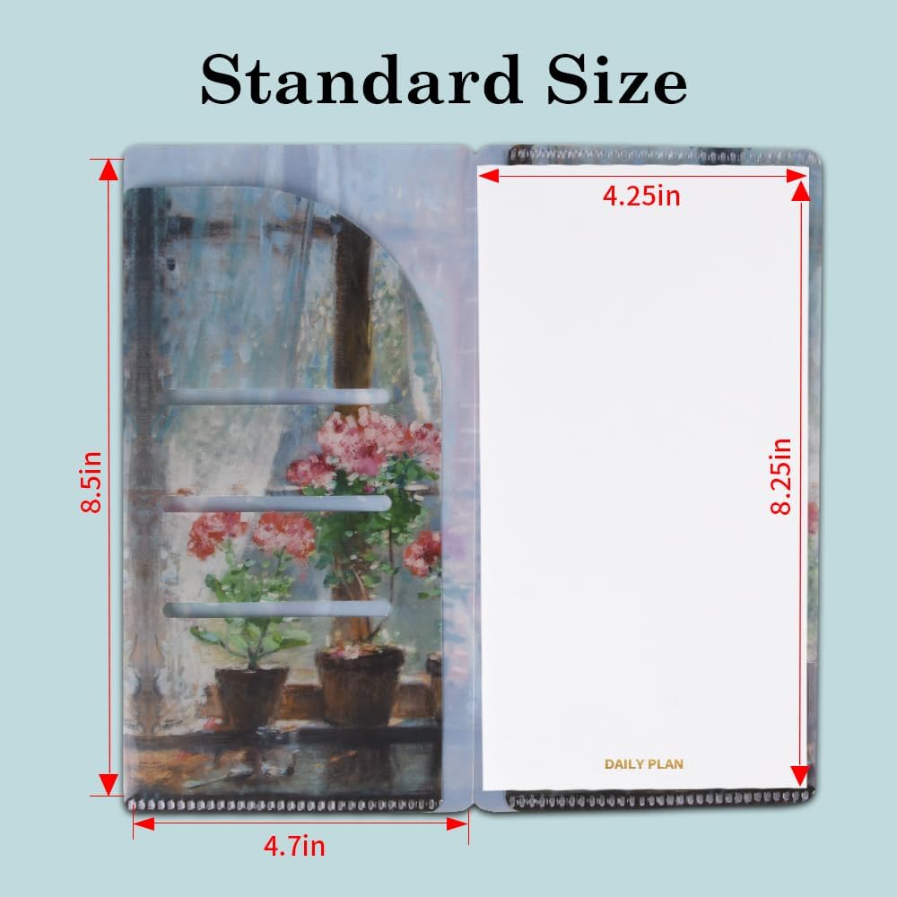 qianshan Travelers Notebook Inserts with PVC Sleeve,Undated Weekly Planner,Weekly To Do List Notepad,TN Journal,30 Sheets,8.5" x 4.7",Pocket Travelers Notebook for Journals,Diaries,Planners,Pink Cat