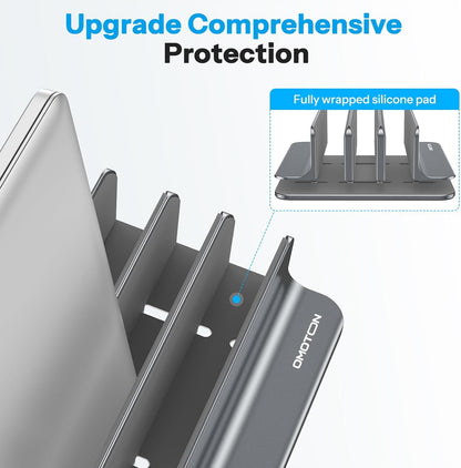 OMOTON Vertical Laptop Stand [Updated Double Version], Desktop Aluminum Mac Book Stand with Adjustable Dock Size, Fits All Mac Book, Surface, Chrome Book and Gaming Laptops (Up to 17.3 inch) (Black)