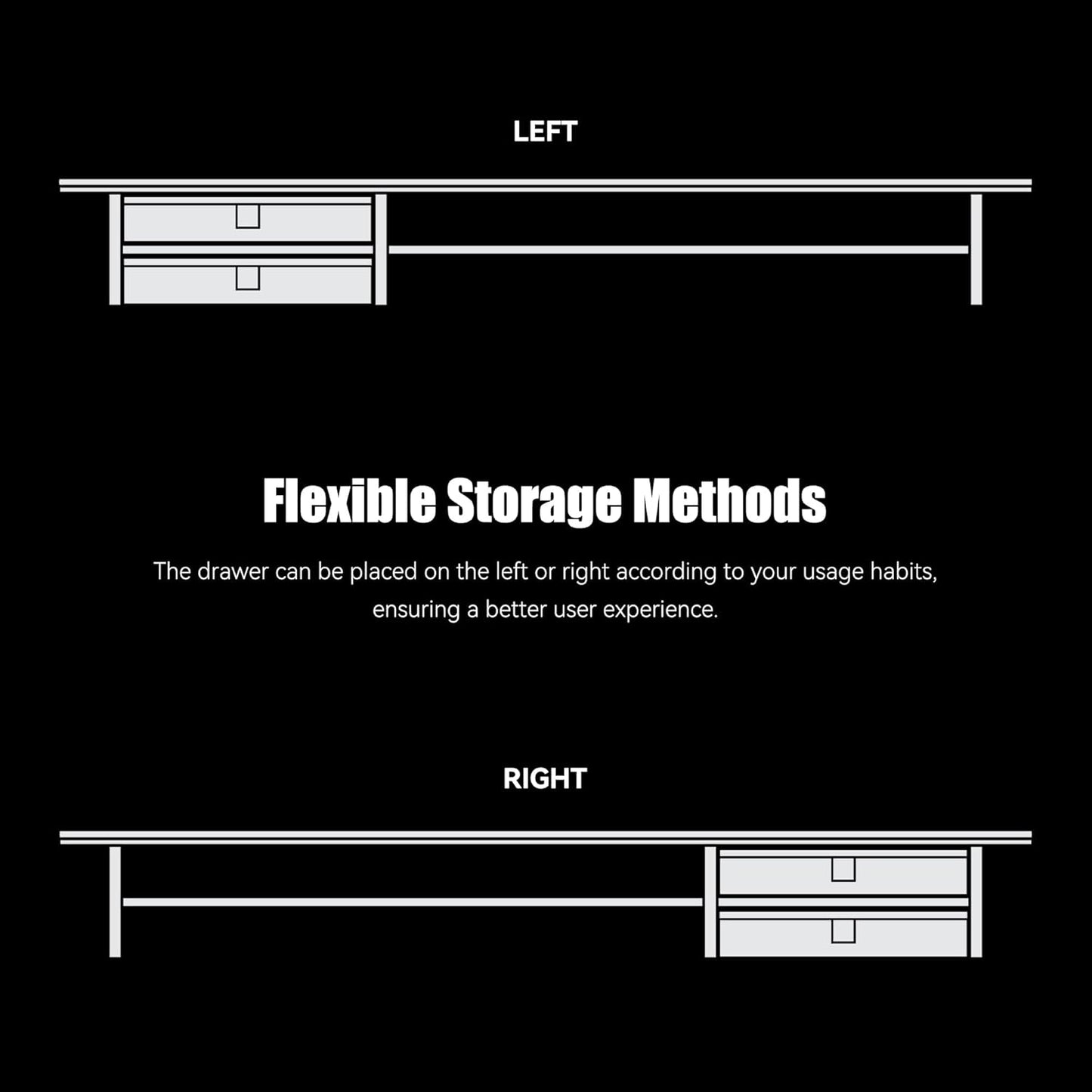 FENSULN Dual‑Tier Monitor Stand Riser with Drawers, Desktop Organizer Shelf Storage for Computer Screen 2 Monitors, Supports for PC Computer Monitor, Printer, Heavy TV Riser Brown and Black