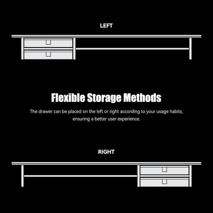 FENSULN Dual‑Tier Monitor Stand Riser with Drawers, Desktop Organizer Shelf Storage for Computer Screen 2 Monitors, Supports for PC Computer Monitor, Printer, Heavy TV Riser Brown and Black