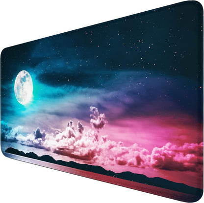 Large Extended Gaming Mouse Pad with Stitched Edges, (31.5X15.7In) Durable Non-Slip Natural Rubber Base, Waterproof Computer Keyboard Pad Mat for Esports Pros/Gamer/Desktop/Office/Home-Black
