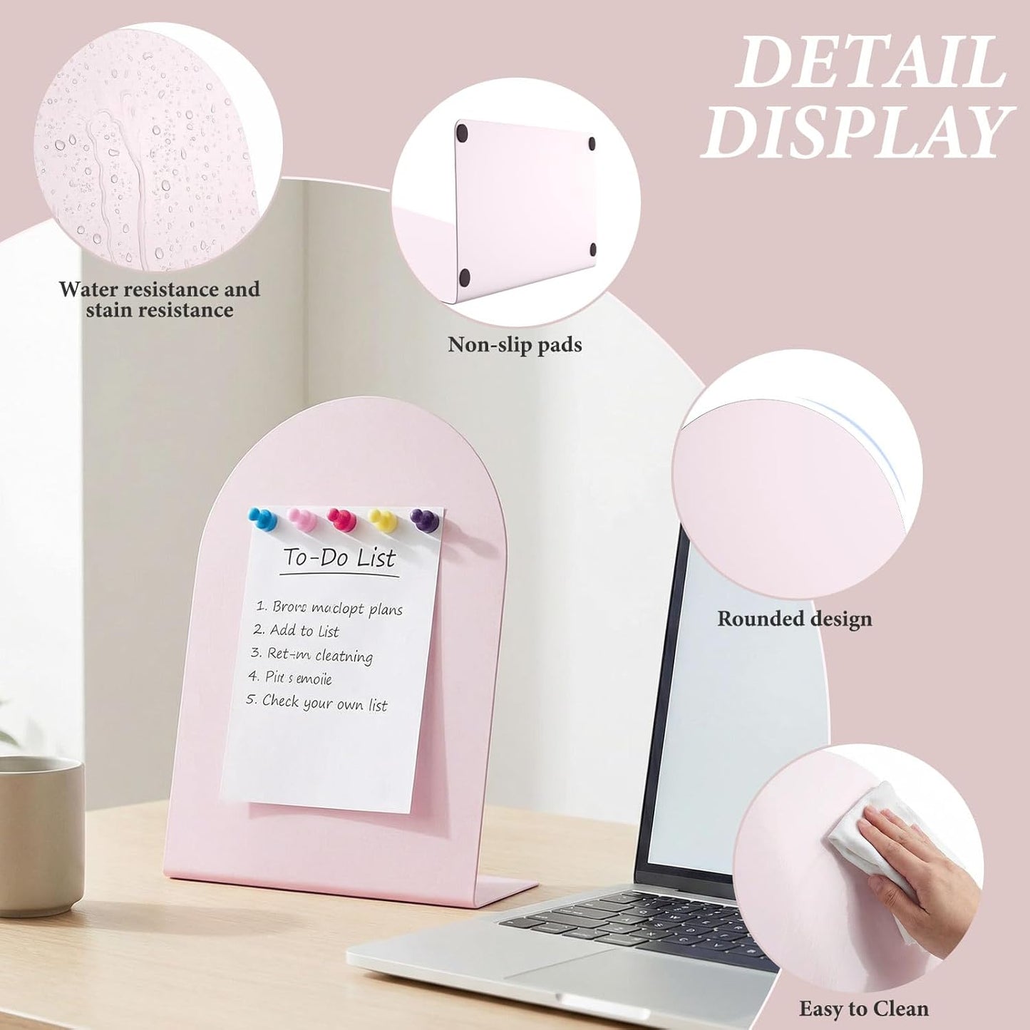 2 Pack Purple Magnetic Display Board, 11 × 8" Metal Desktop Magnet Bulletin Board, Anti-Slip Arch Memo Message Photo Display Board for Organized Space at Home, Office, Dorm, Store Table
