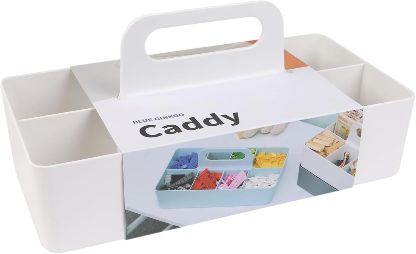 BLUE GINKGO Stackable Organizer Caddy – Korean-Made Portable Tote for Bathroom, Office, Crafts, or School Supplies (Rectangle, White)