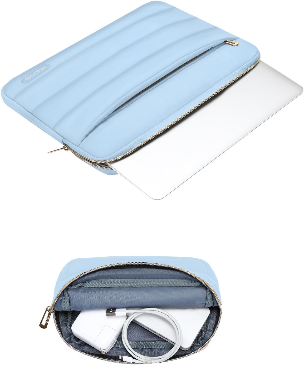 MOSISO Laptop Case 13.3 inch,13-13.3 inch Puffy Laptop Sleeve Compatible with MacBook Neo/Air 13.6 M5 M4 M3 M2 M1/Pro 13/14,HP Dell ASUS Lenovo,Polyester Horizontal Bag with Small Case, Sand