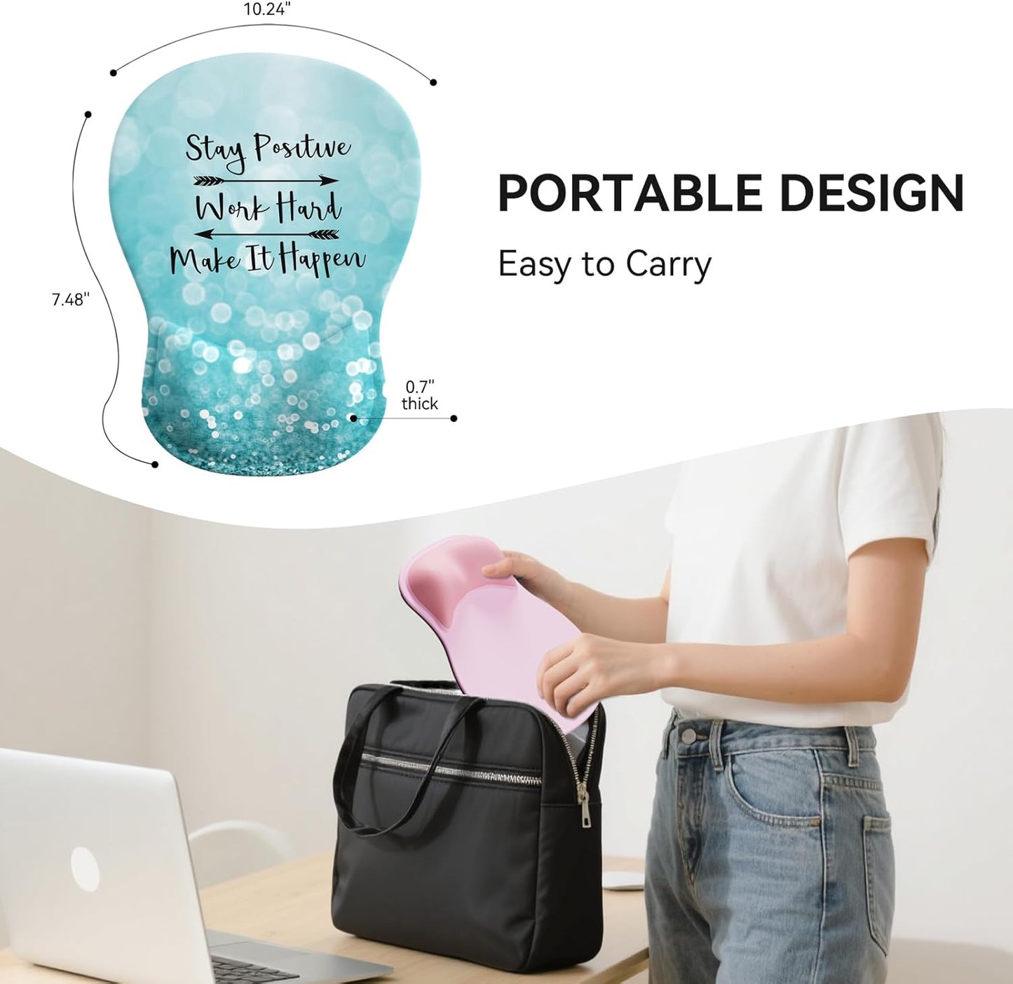 Ergonomic Mouse Pad with Wrist Rest,Cute Gel Mousepad Wrist Support - Small Mini Portable for Travel Mouse Pads for Desk Laptop,Computer,Office & Home Decor (Pink&Light Pink)