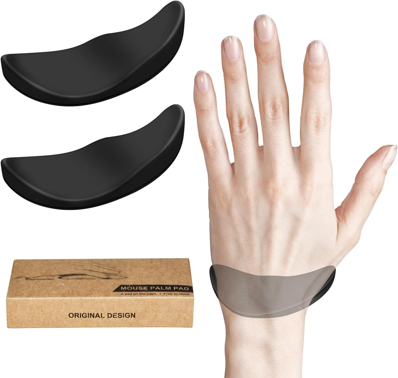 JIKIOU Right-Handed Truly Ergonomic Wrist Rest for Mouse 2 Pack, Carpal Tunnel Support, Pain Relief, Anti-Fatigue, Easy Glide, Office Computer Laptop Gaming Black