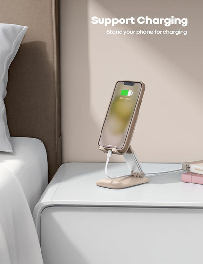 Lamicall Cell Phone Stand for Desk - [Height Adjustable] Foldable Mobile Phone Holder, Portable Stand for iPhone 17 16 15 14 13 12 11 Pro Max Plus Air, Galaxy S25, Office Gift, Telephone Accessories