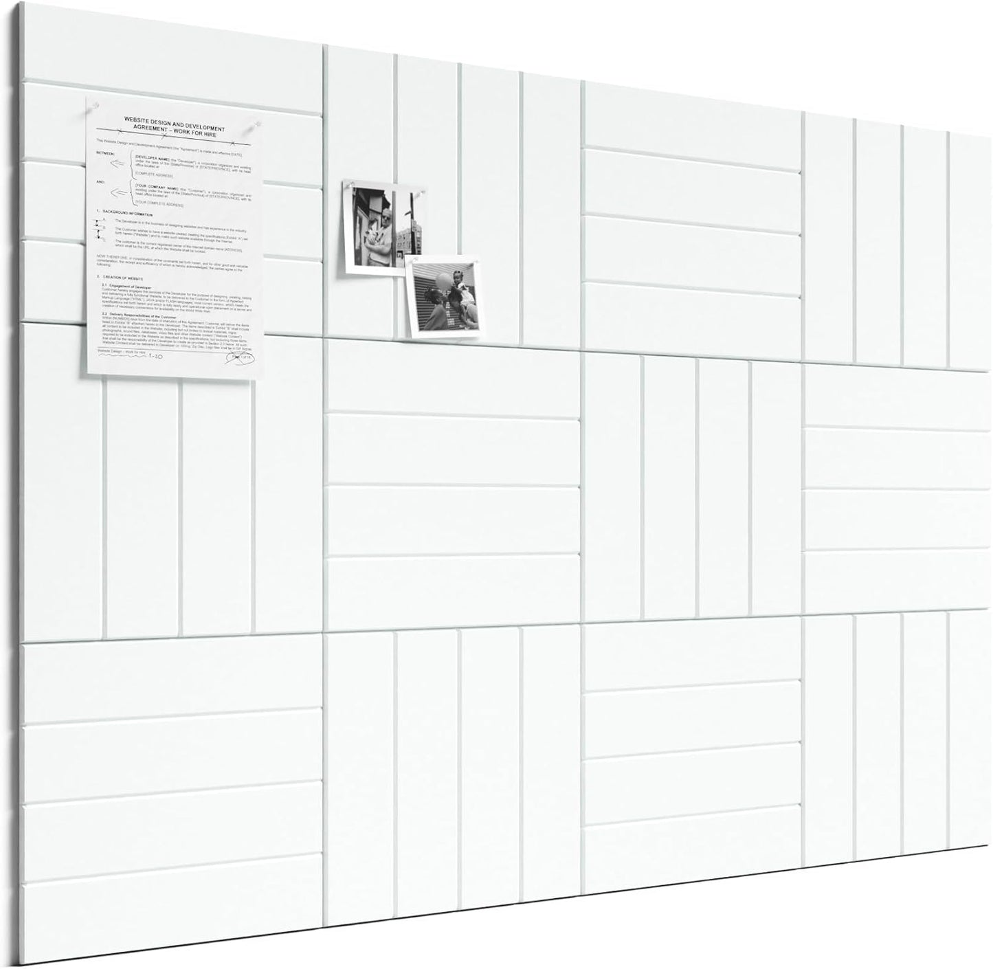 Bumusty Large Cork Board Alternative-48 x 36" Felt Bulletin Board Tiles, with 30 Pushpins, 70 Adhesive Tabs, Bold-Stripe 12-Pack, Cork Boards for Office Push Pin Board Felt Board-Carbon Blue