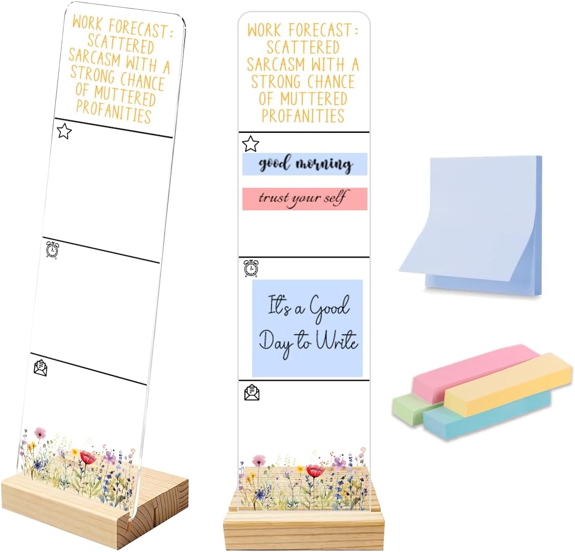 Sticky Note Holder Acrylic Monitor Memo Board Desk Organizers and Accessories Desk Decor Post It Note Holder with 200Pcs Sticky Notes Funny Sarcastic Office Positive Desk Sign