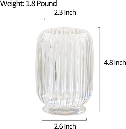 Crystal Makeup Brush holder Organizer, Vintage Make Up Brush Cup Pen Pencil Holder striped vase, Comb Brushes Pen Pencil Storage Box Container (Clear)