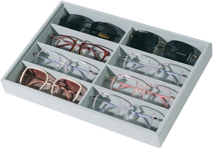 Glasses Holder Box Drawer Sunglass Organizer for Men Clear Storage Case 8 Slot Multiple Reading Glasses Display