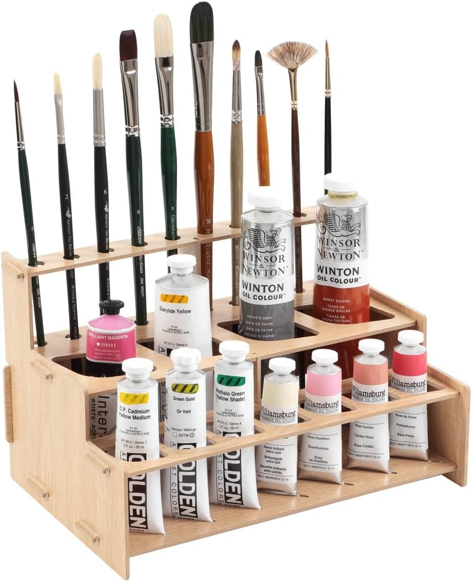 HG Art Concepts Mezzo Artist Drawing Rack - Wood Grain Laminate Multi Layer Desk Stand Professional Storage Display Organizer for Pens, Pencils, Drafting and all other Drawing Tools