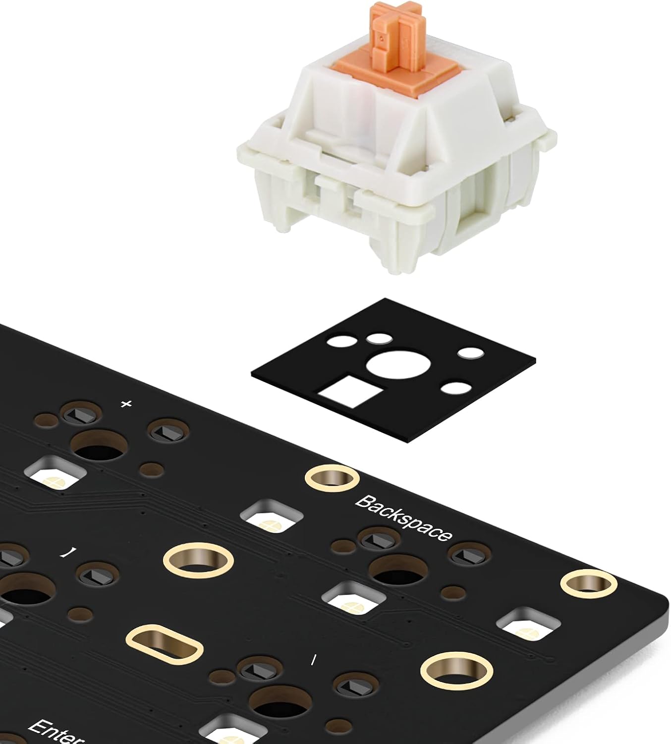 RUNJRX Keyboard PE Switch Pads 0.5mm Thick for 61/64/87/100/104/108 Hot Swap 120Pcs,White