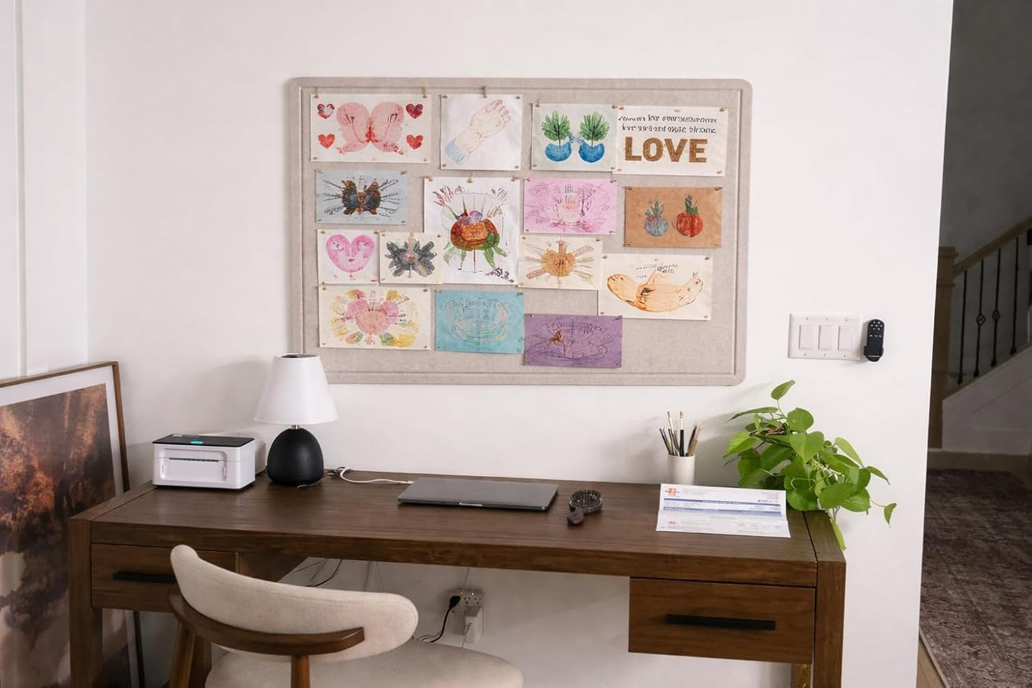 Large Felt Bulletin Board for Wall, 24"x18" Frameless Picture Board, Soft Felt Cork Board for Office, Home Planning & Office Wall Decor, Easy Install Pin Board