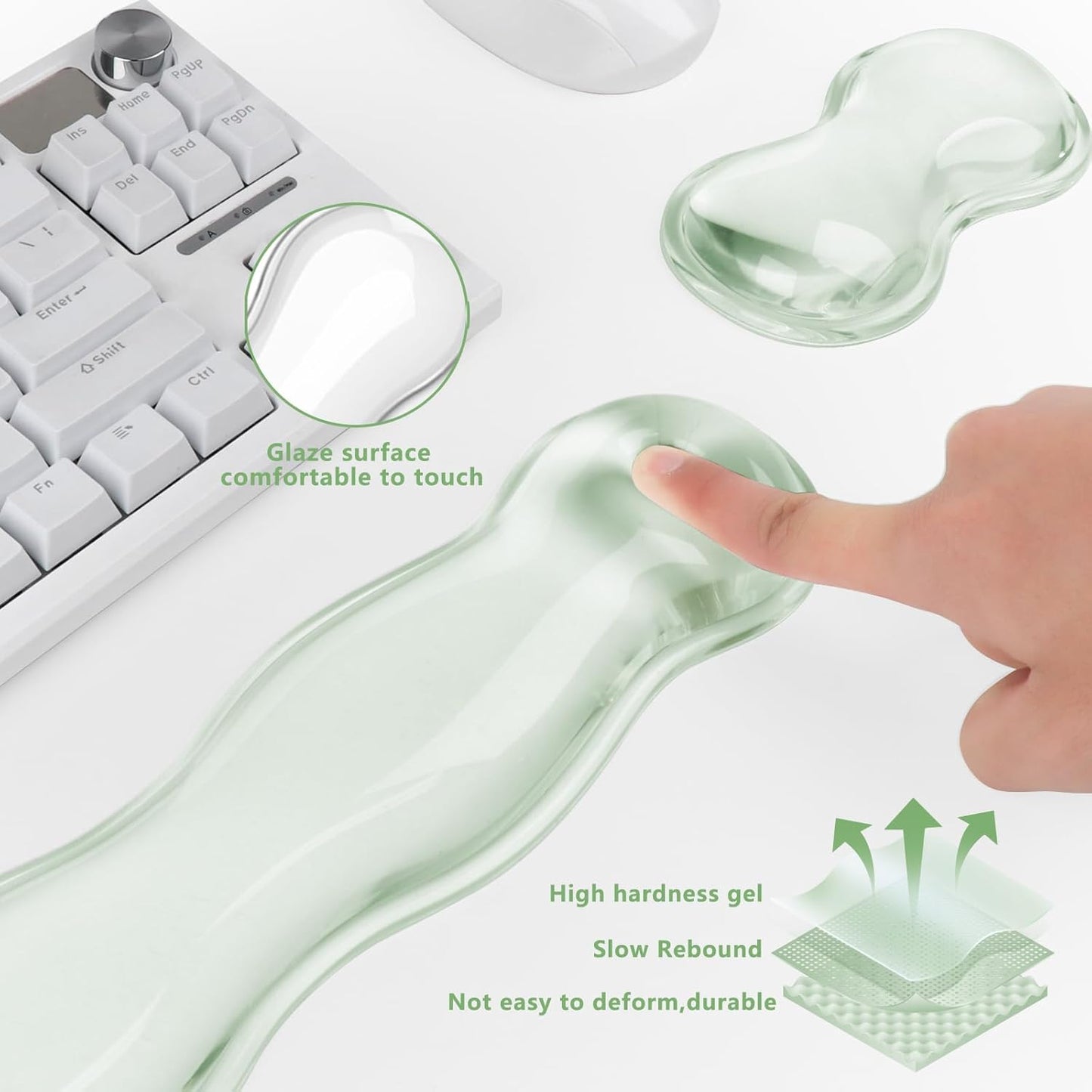 Gel Cloud Keyboard and Mouse Wrist Rest, Cute Wrist Support and Arm Support Keyboard Rest for Keyboard and Mouse Typing Pain Relief，Suitable for Office/Computer/Laptop/Gaming（White）