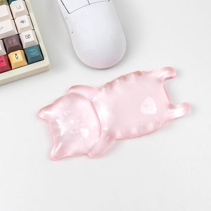 Ergonomic Gel Mouse Wrist Rest – Clear Cute Cat Mouse Wrist Rest, Comfort & Support for Typing and Gaming (Pink)