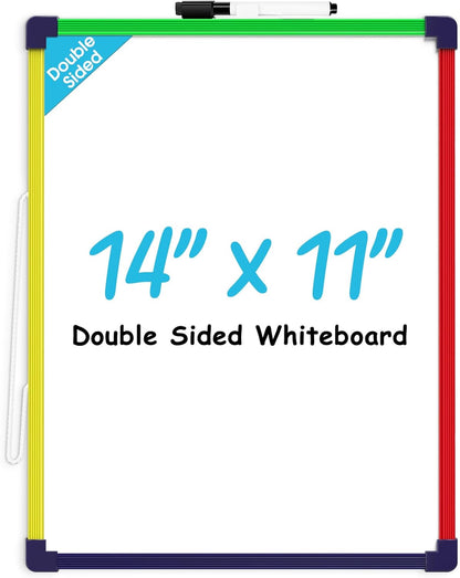 MaxGear Double-Sided Dry Erase Board for Wall, 16"x12" Hanging Whiteboard, Small Dry Erase White Board with 3 Markers and 4 Magnets, Portable Whiteboard for Planning, Drawing, Memo, to Do List