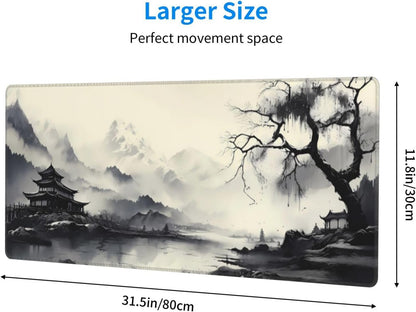 Japanese Mouse Pad, Large Japanese Desk Mat, XL Anime Gaming Keyboard Mat, Non-Slip Rubber Base, Big Extended Desk Protector for Home Office, 31.5”x11.8”