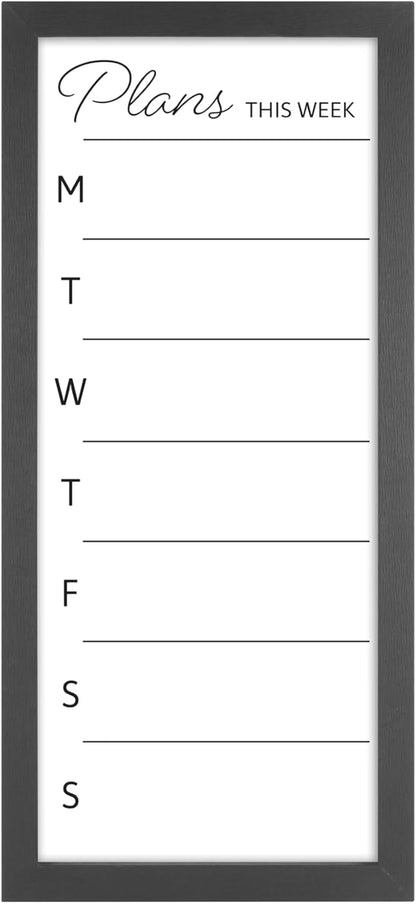 MCS Dry Erase Weekly Planner 11x24 Walnut Framed Calander Whiteboard for Wall, Plan Your Week with Family Weekly Planner for Dinners, Sports, Events & More