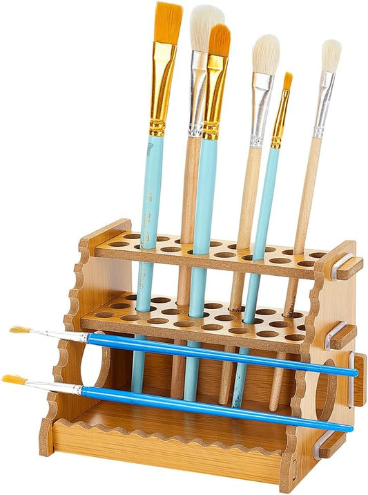 AHANDMAKER Paint Brush Holder Calligraphy Brush Holder for 40 Brushes Desk Stand Paint Brush Holder Drying Stand Paintbrushes, Makeup Cosmetic Brushes, Pencils, Pens
