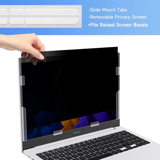 Privacy Screen Adhesive Strips and Slide Mount Holder Tabs for Computer Monitors and Laptops - Easy On-Off Your Security Filter with Replacement Kit for Monitor Laptop Privacy Protector